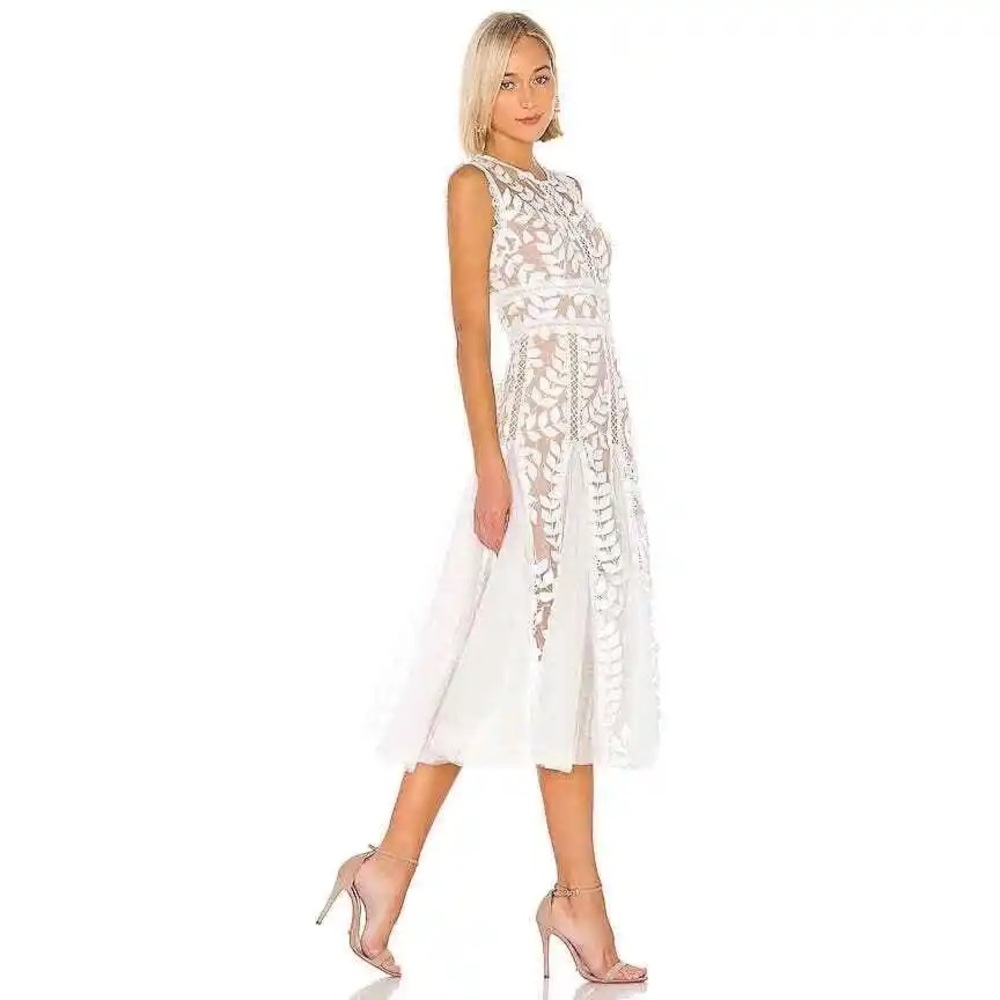 Saba Blanc Midi Dress in White Size S